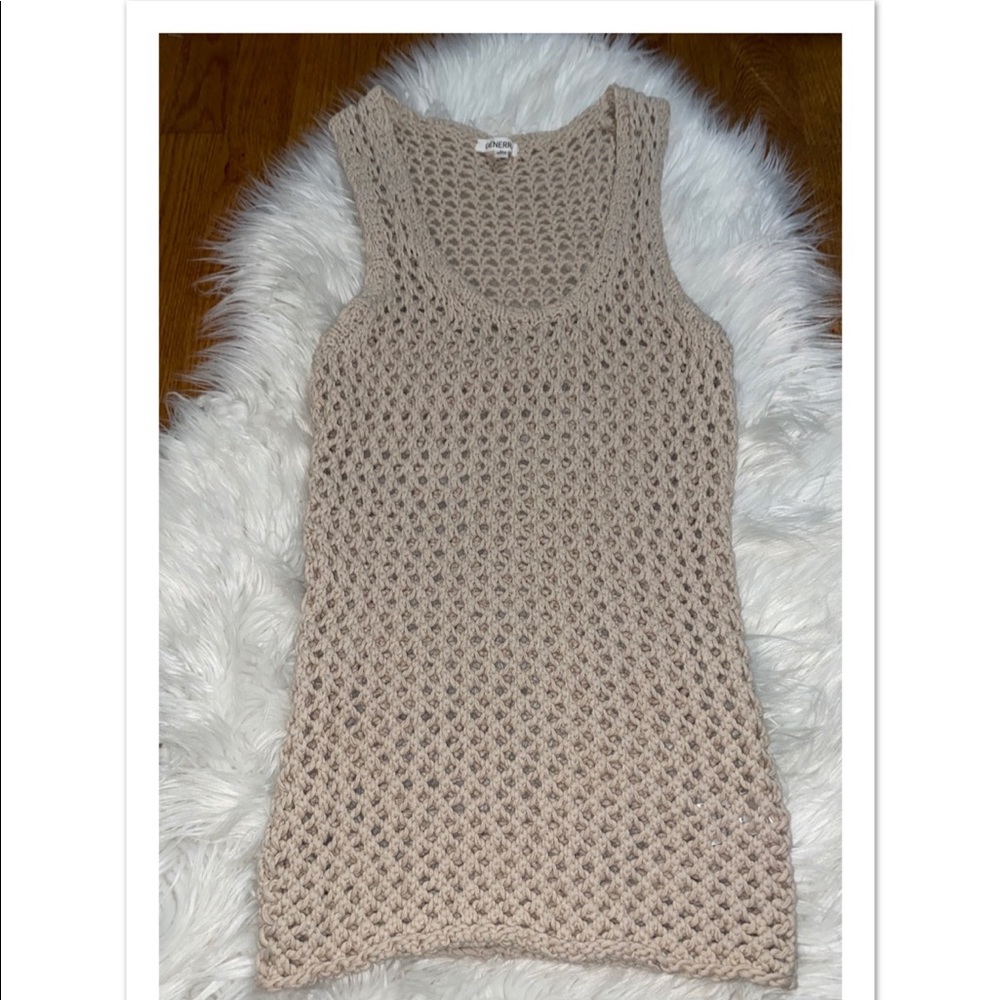 GENERRA Open-Weave Cotton Sweater Tank Top